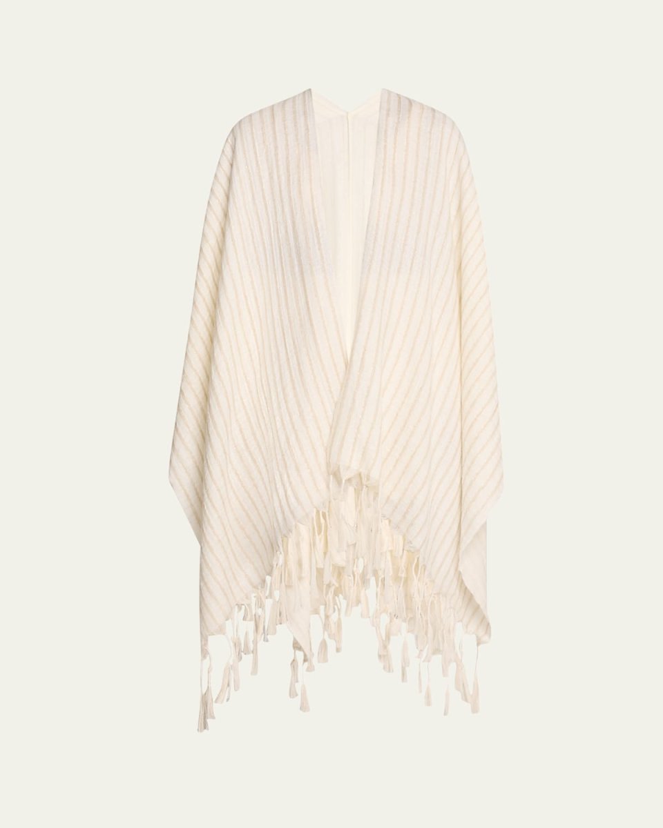 Tassel Metallic Wool Poncho